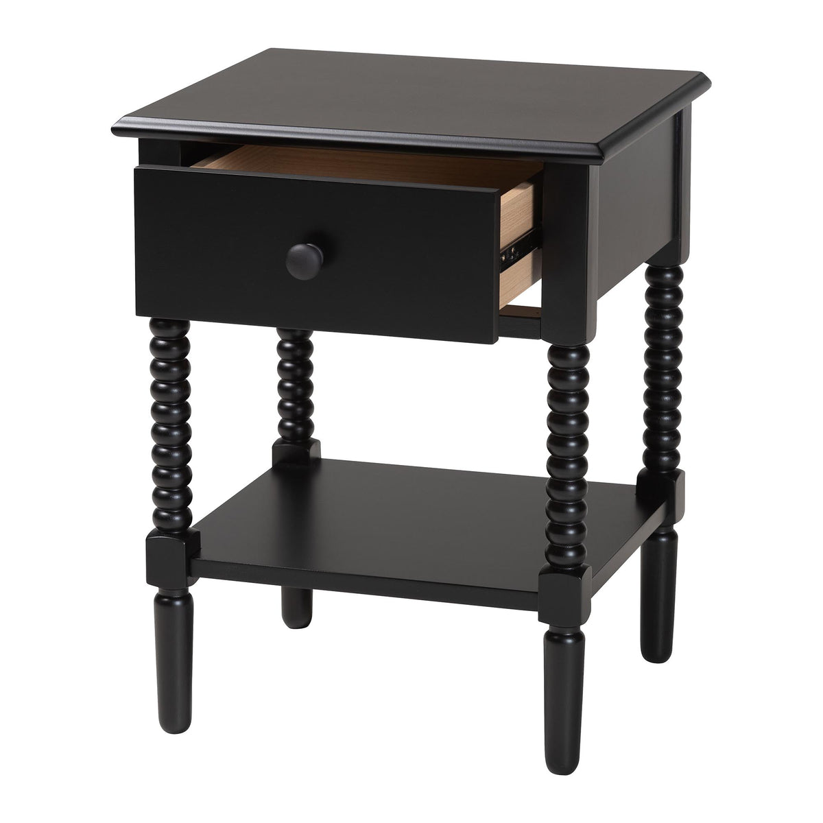Braith Farmhouse Spindle Wood 1-Drawer Nightstand