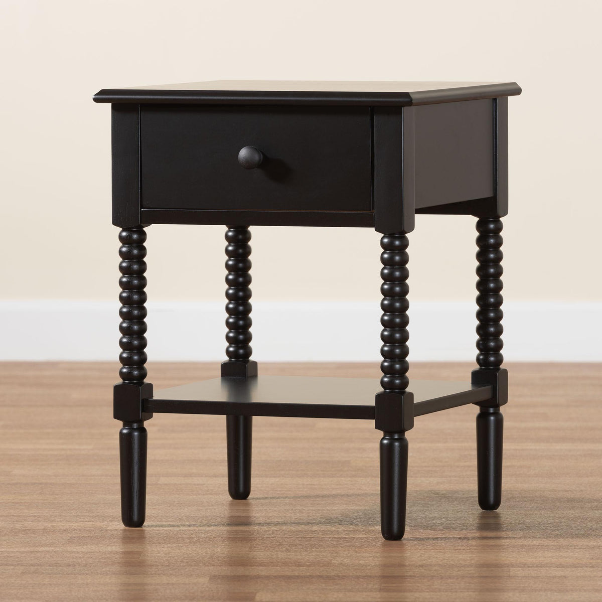 Braith Farmhouse Spindle Wood 1-Drawer Nightstand