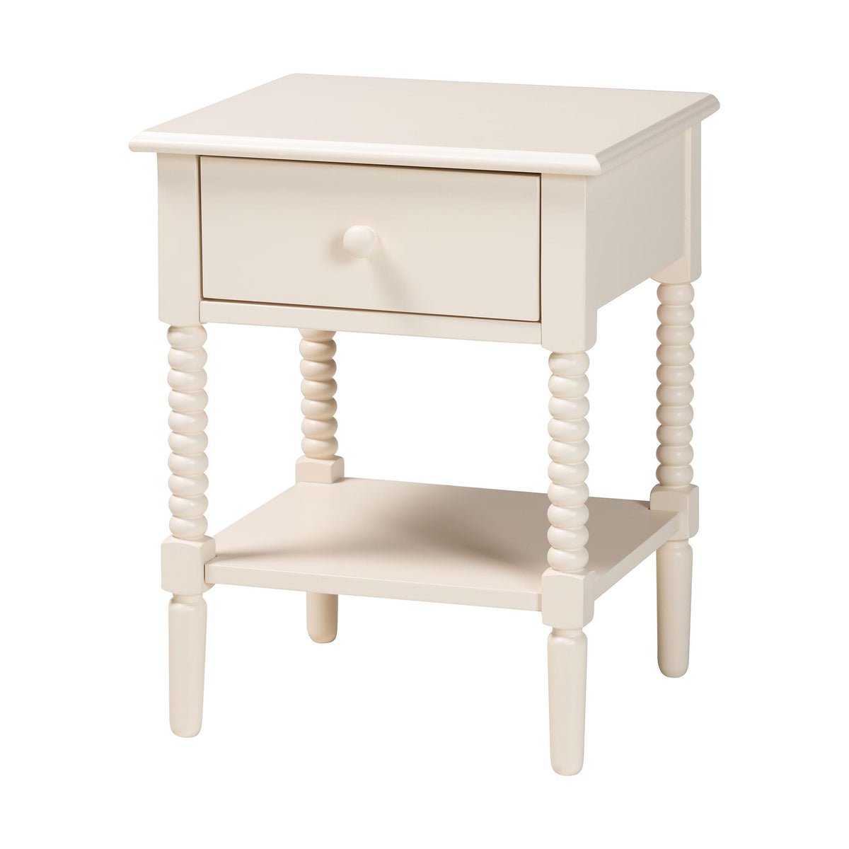 Braith Farmhouse Spindle Wood 1-Drawer Nightstand