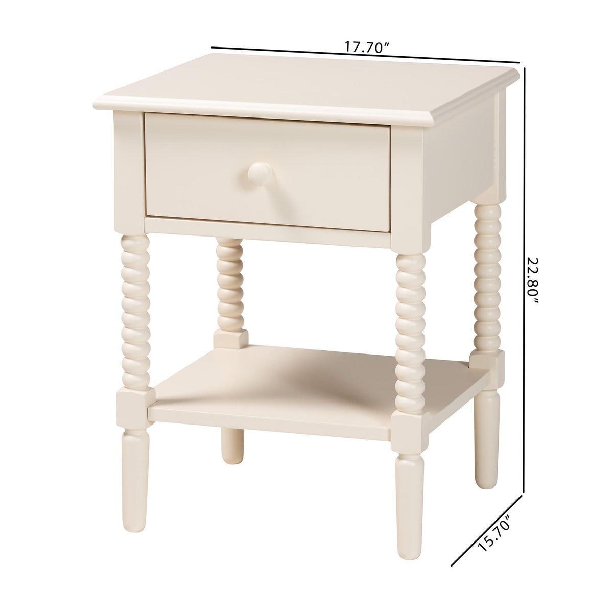 Braith Farmhouse Spindle Wood 1-Drawer Nightstand