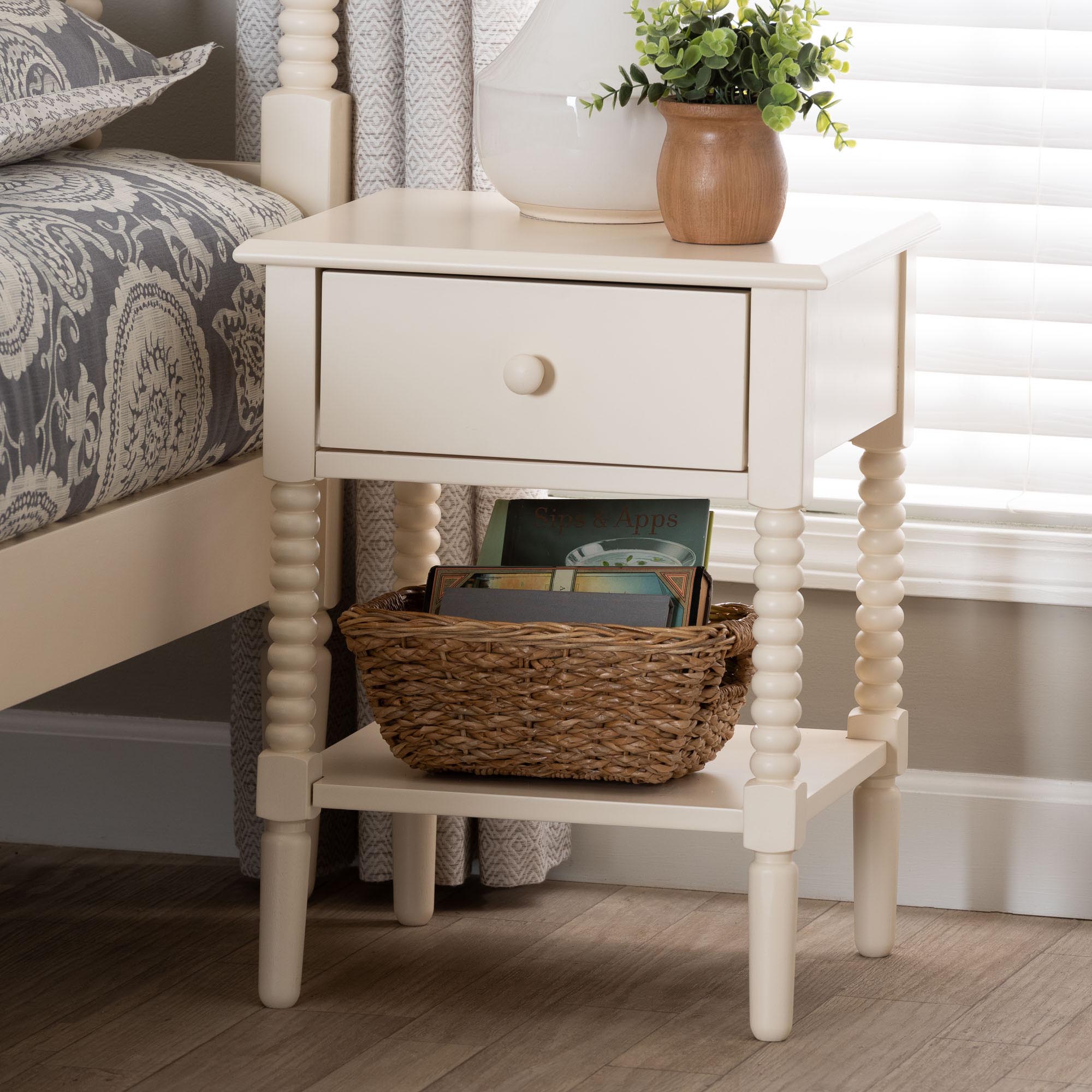 Braith Farmhouse Spindle Wood 1-Drawer Nightstand