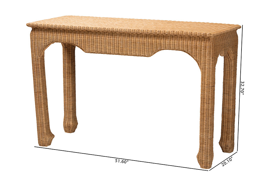 Bali & Pari Abena Handwoven Rattan Console Table