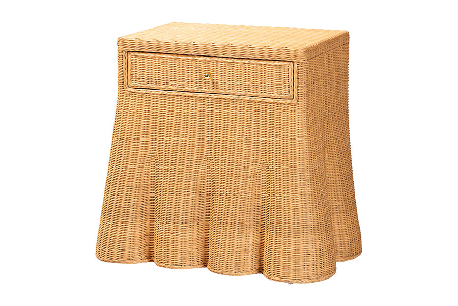Bali & Pari Chica Scalloped Rattan Console Table