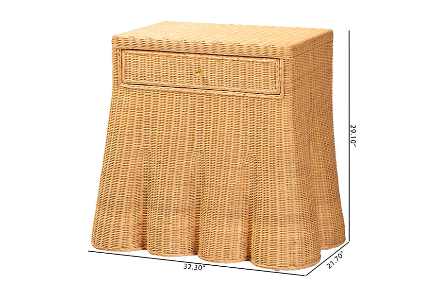 Bali & Pari Chica Scalloped Rattan Console Table