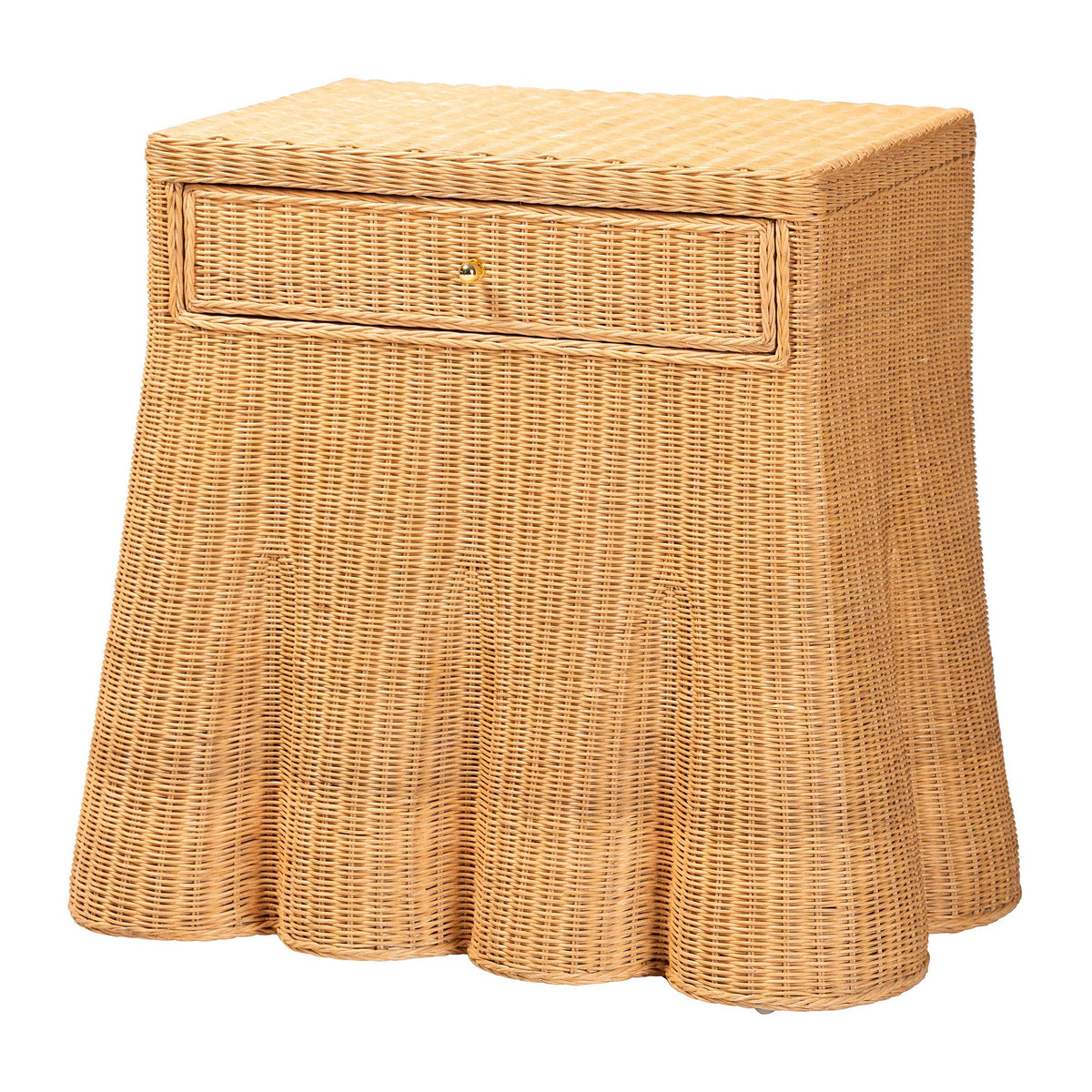 Bali & Pari Chica Scalloped Rattan Console Table