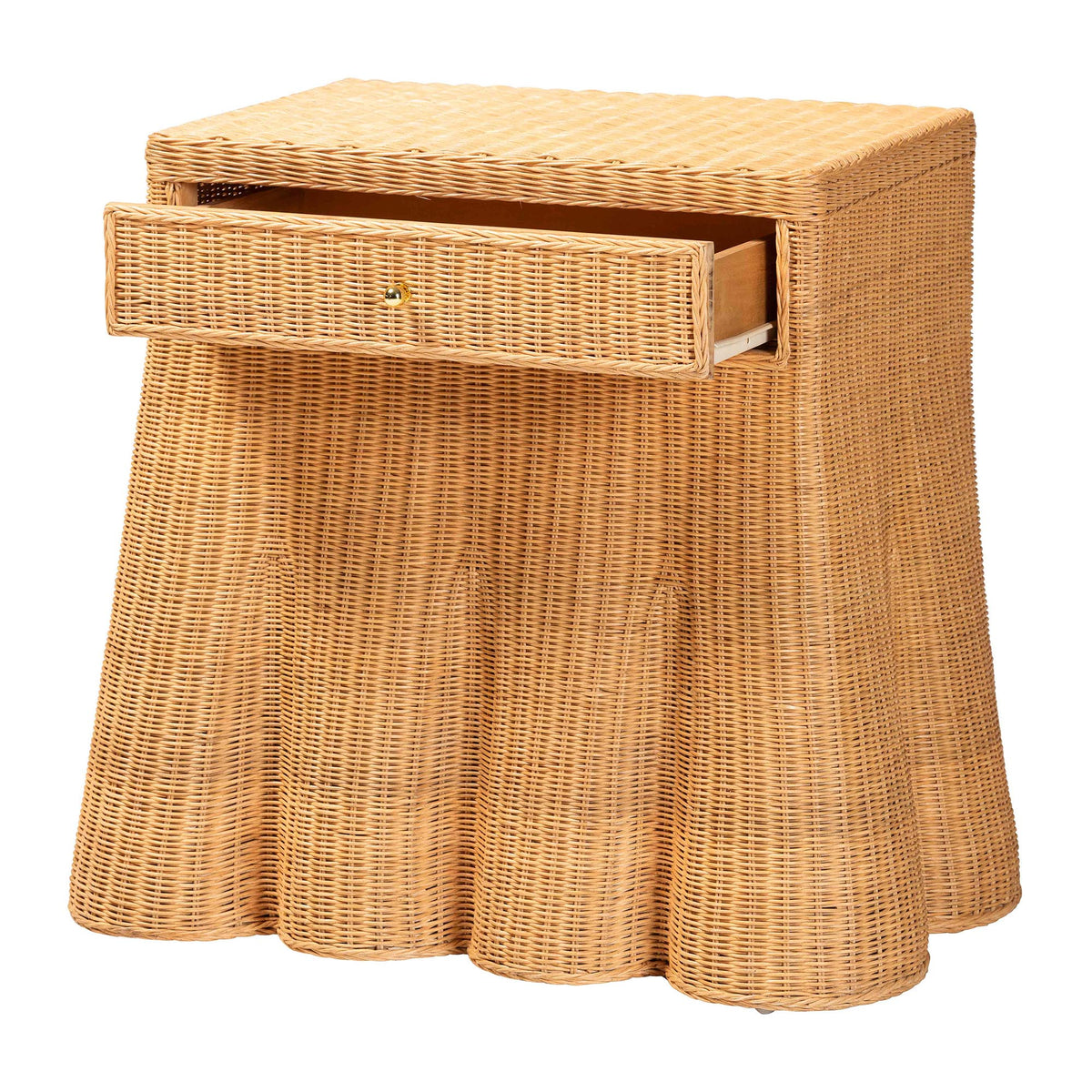 Bali & Pari Chica Scalloped Rattan Console Table