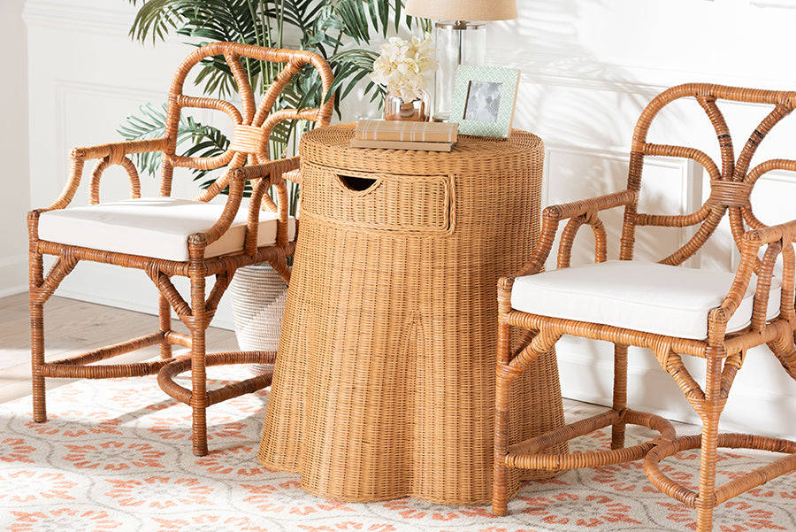 Bali & Pari Dayo Scalloped Rattan Console Table