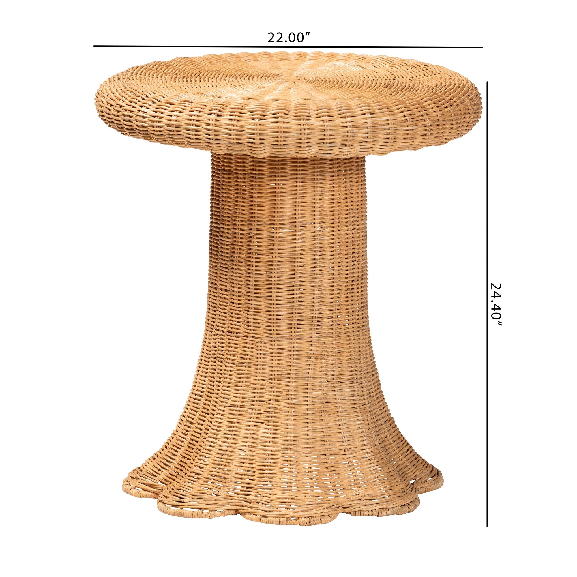 Bali & Pari Avalon Scallop Rattan Pedestal Side Table