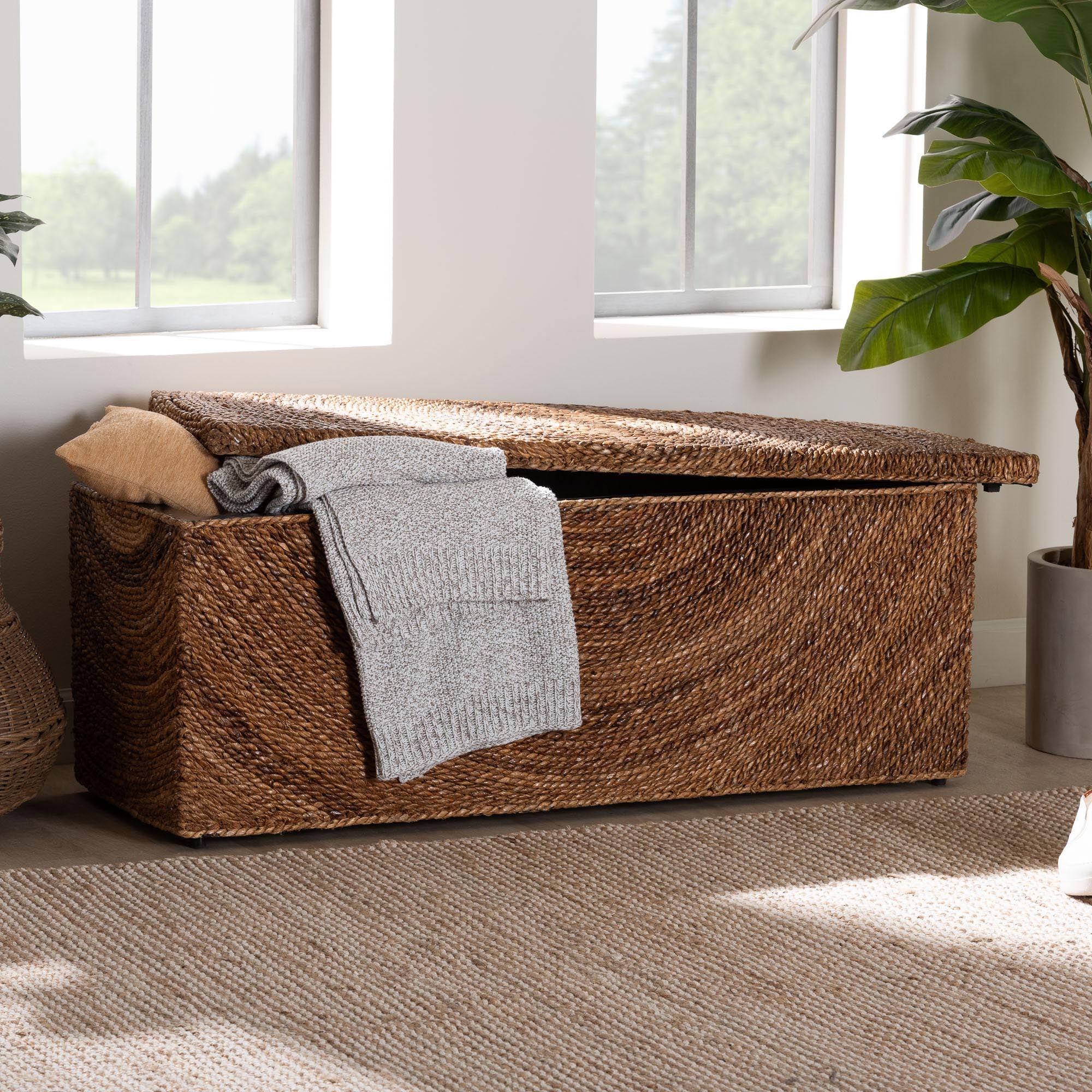 Bali & Pari Verino Handwoven Seagrass Storage Bench