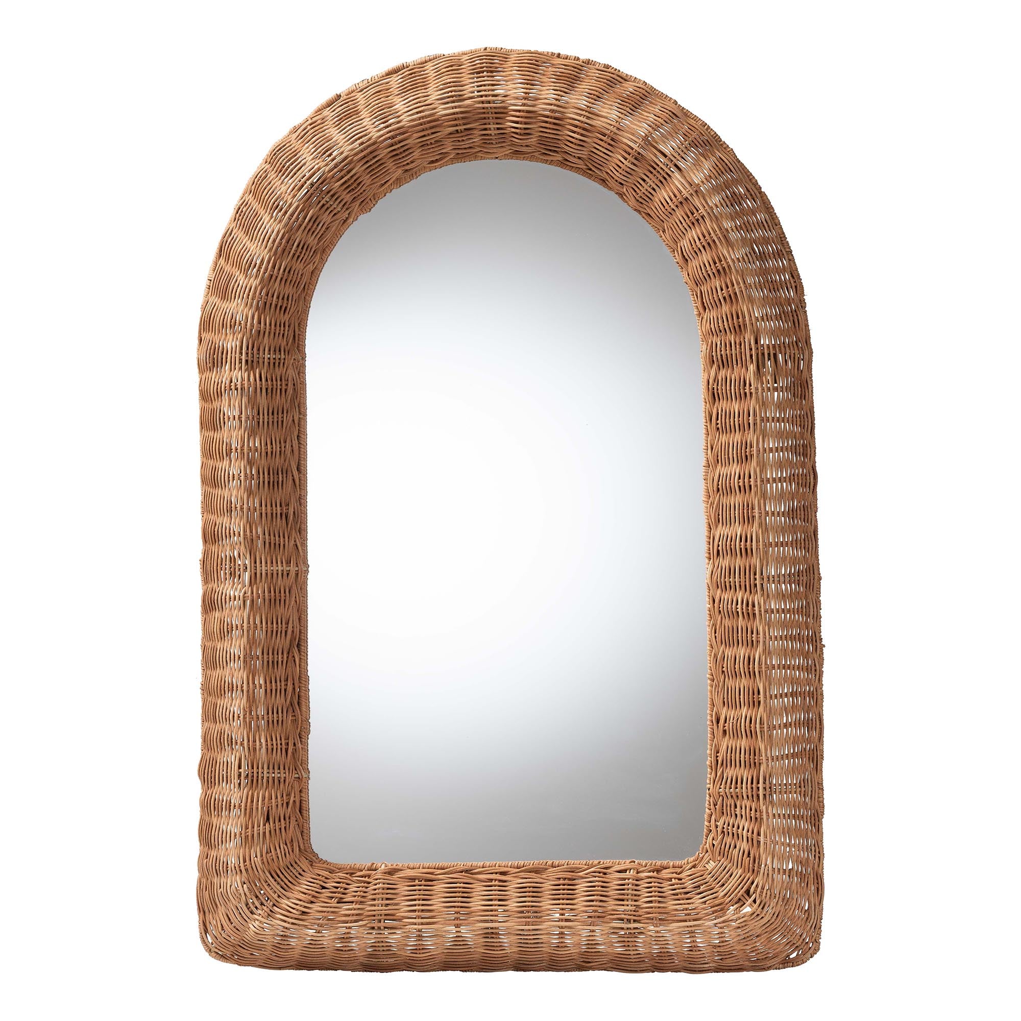 bali & pari Brisia Arched Rattan Wall Mirror - Handwoven Wicker Framed Mirror for Entryway, Living Room, or Bedroom,