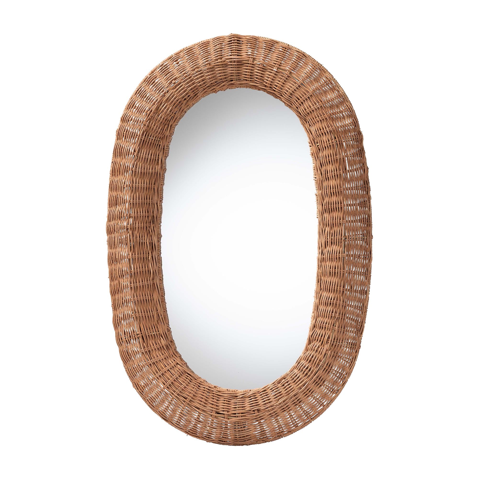 bali & pari Brisia Oval Rattan Wall Mirror - Handwoven Wicker Framed Mirror for Entryway, Living Room, or Bedroom,