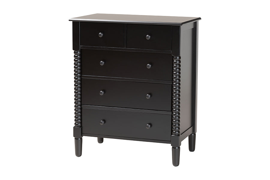 Braith Farmhouse Spindle Wood 5-Drawer Chest