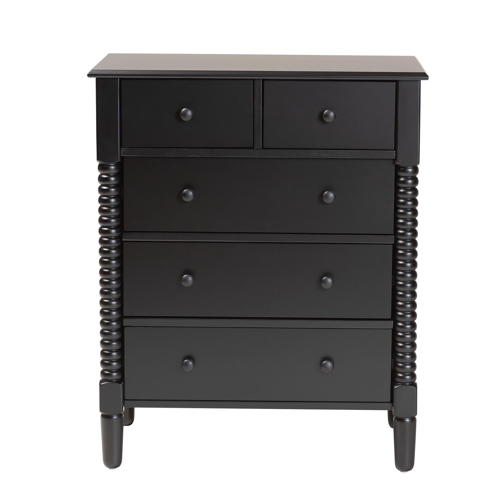 Braith Farmhouse Spindle Wood 5-Drawer Chest