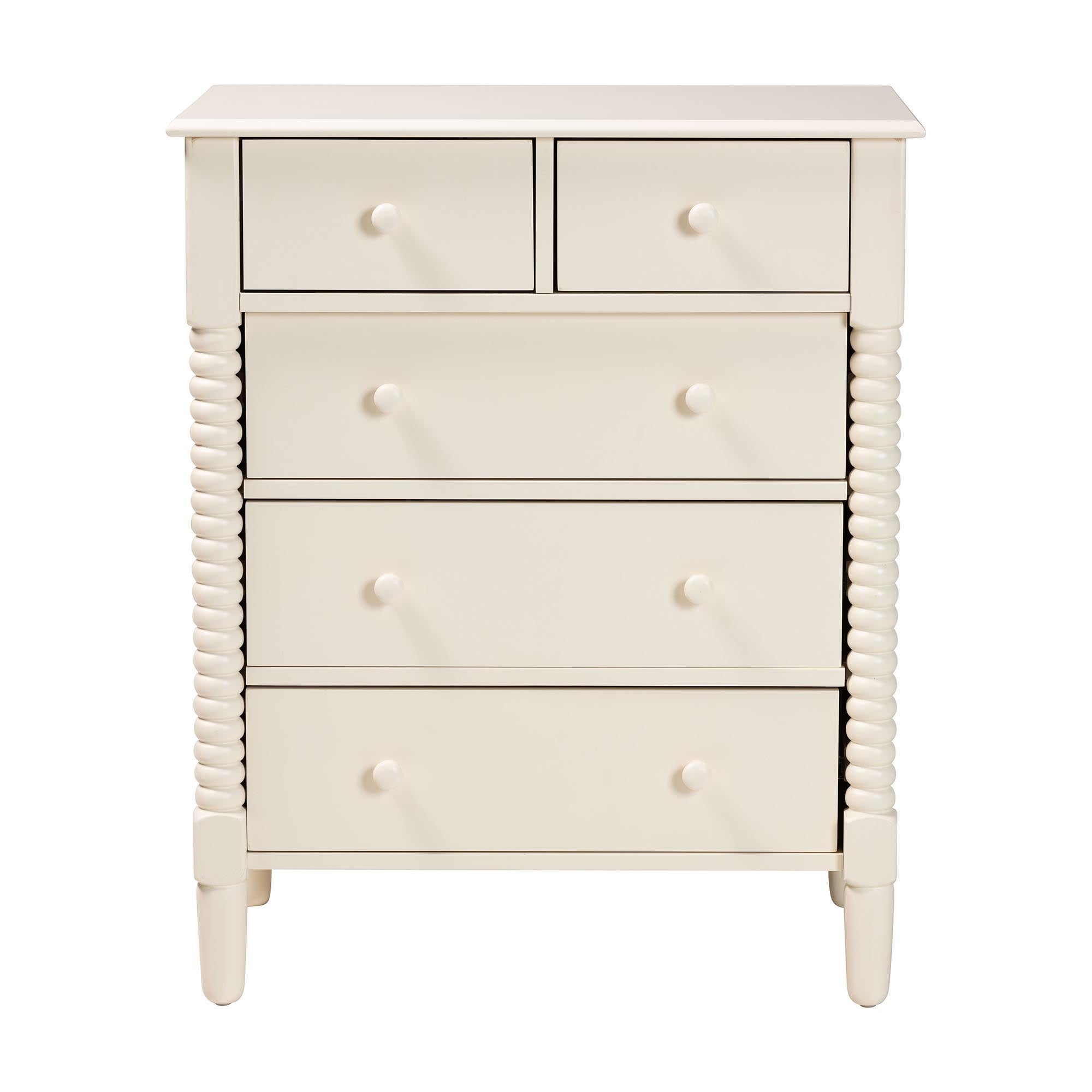 Braith Farmhouse Spindle Wood 5-Drawer Chest
