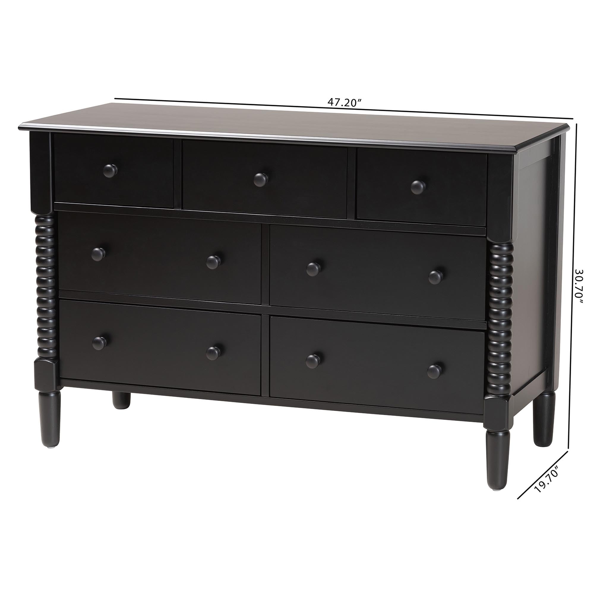 Braith Farmhouse Spindle Wood 7-Drawer Dresser