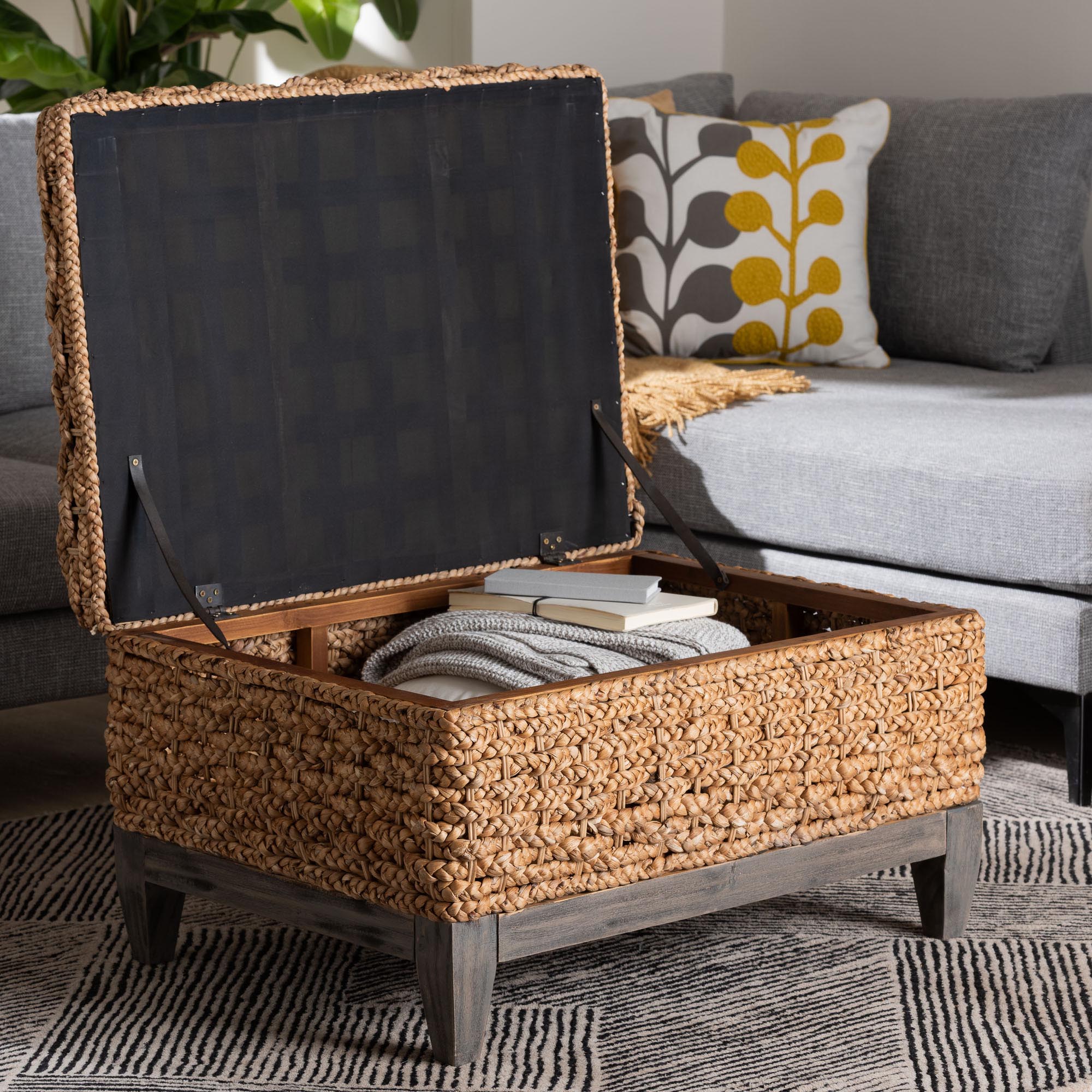 Bali & Pari Bailey Handwoven Seagrass Storage Ottoman