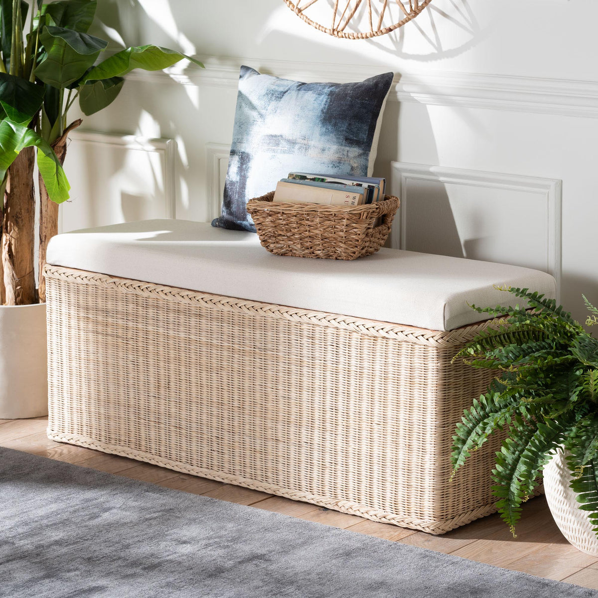 Bali & Pari Barid Braided Rattan Storage Bench