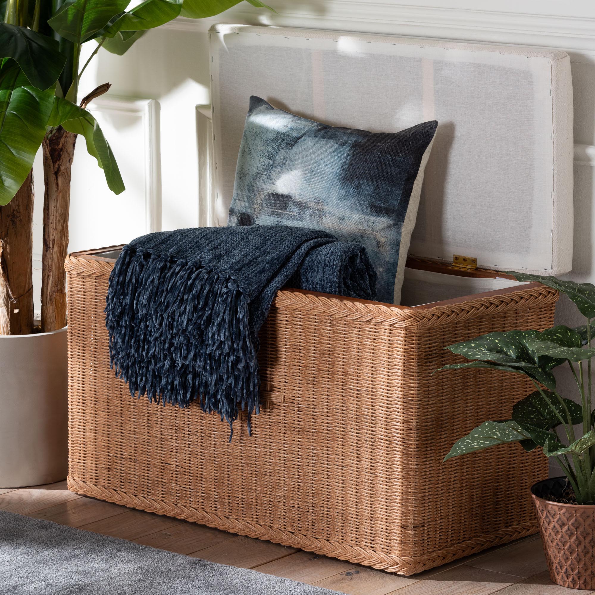 Bali & Pari Eamon Braided Rattan Storage Bench