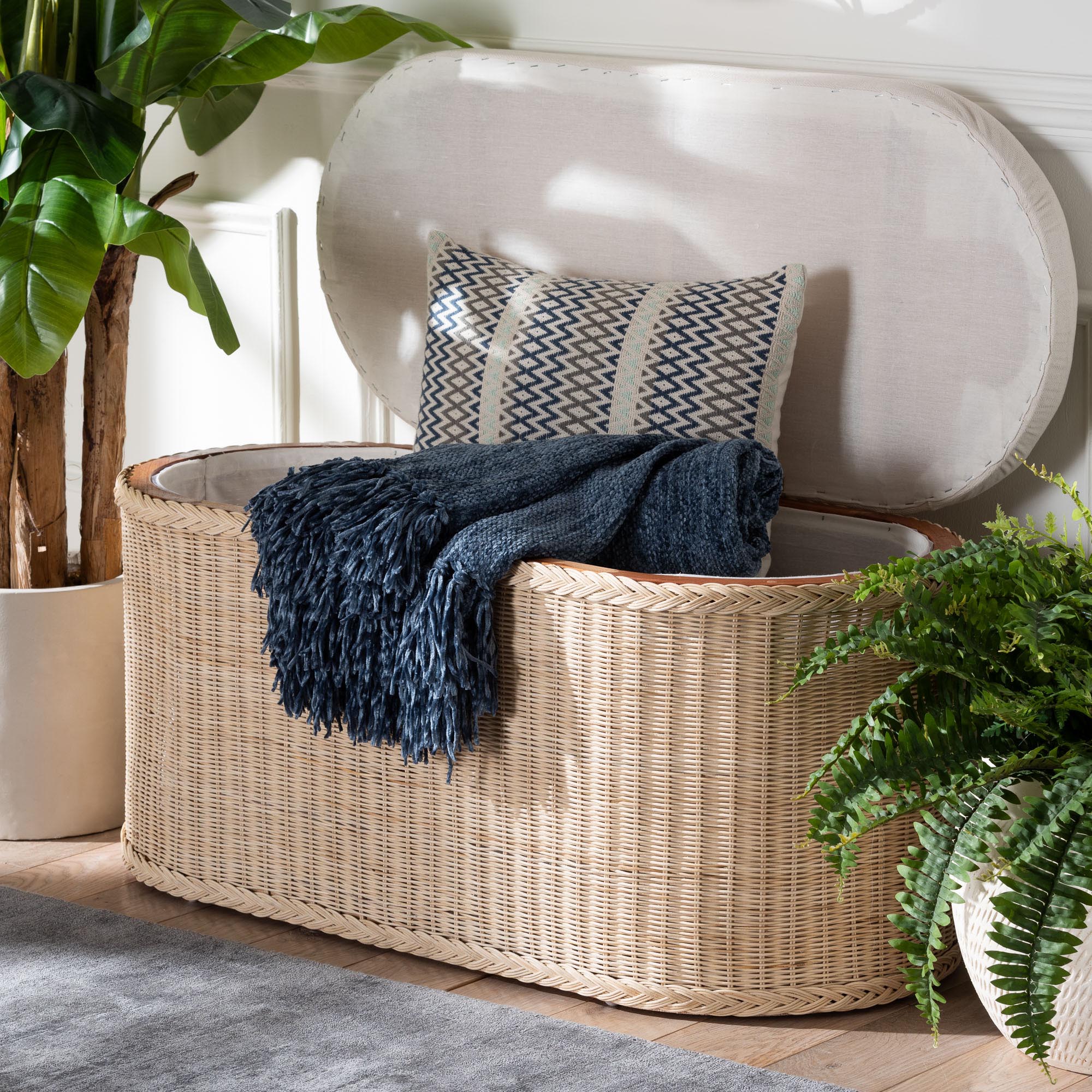 Bali & Pari Barid Braided Rattan Storage Bench