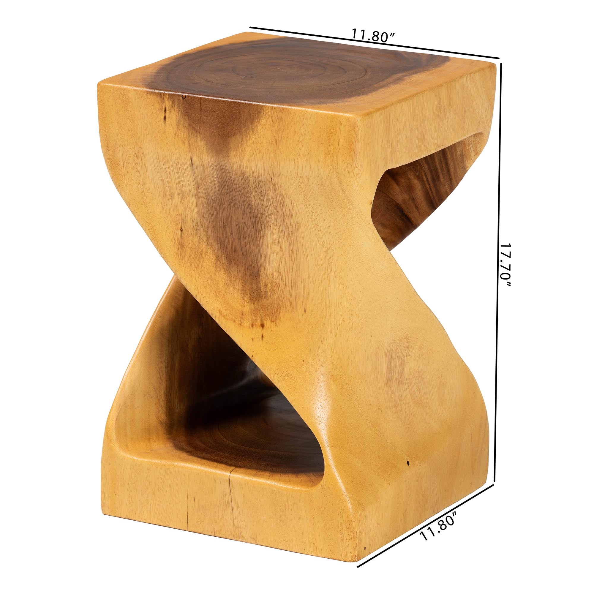 Bali & Pari Rapha Hand-carved Suar Wood Side Table