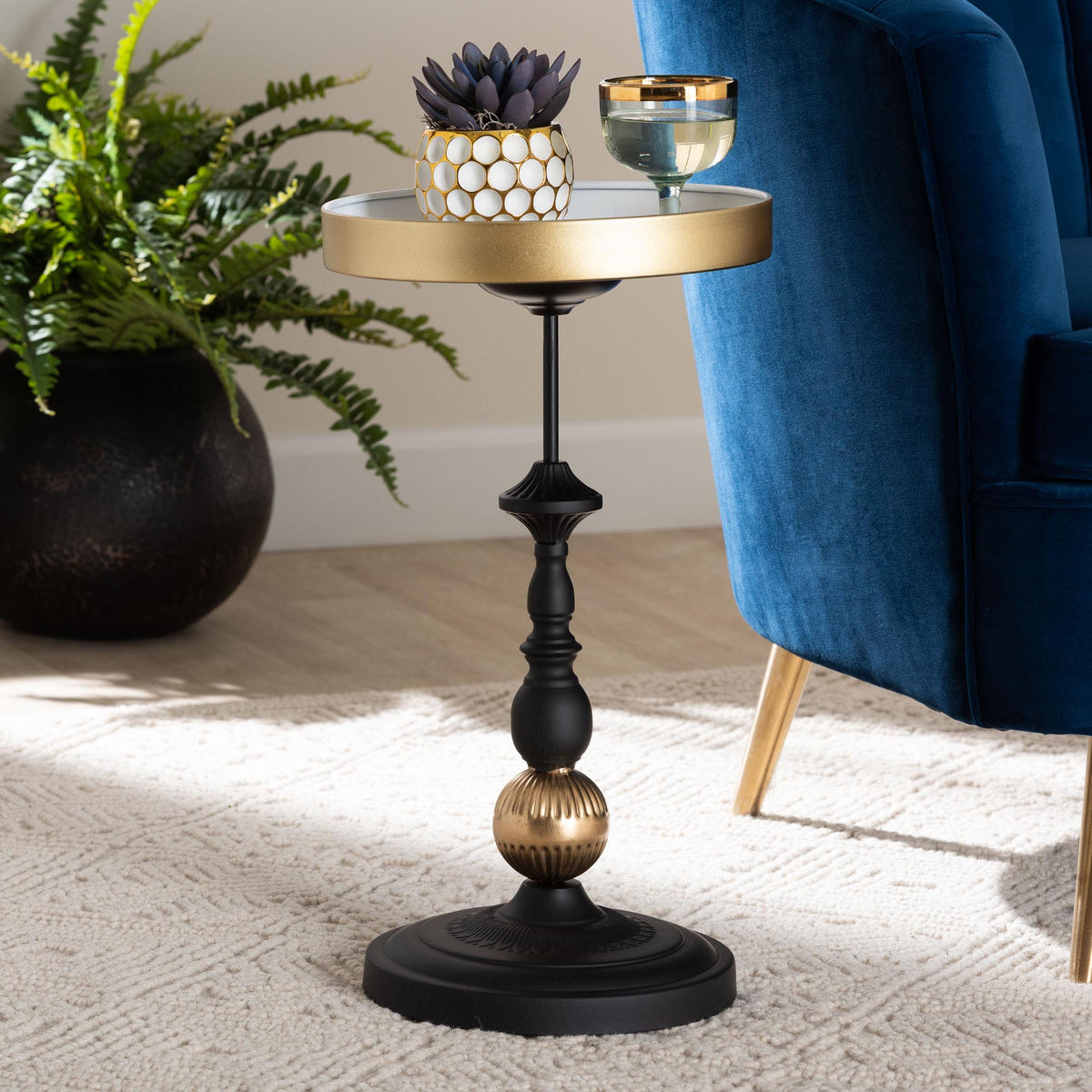 Javion Modern Glam Round Accent Side Table