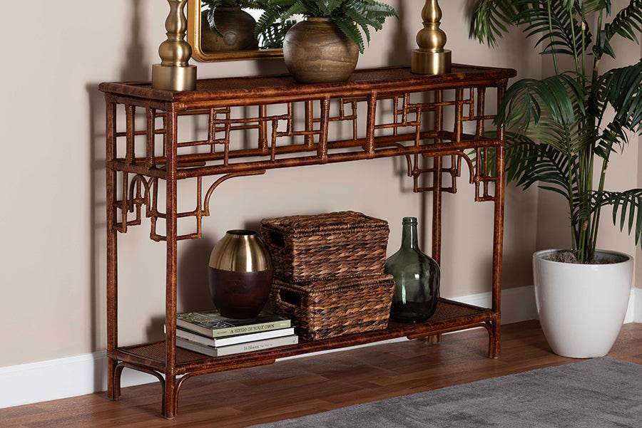 Bali & Pari Sebalio Tortoise Rattan Console Table