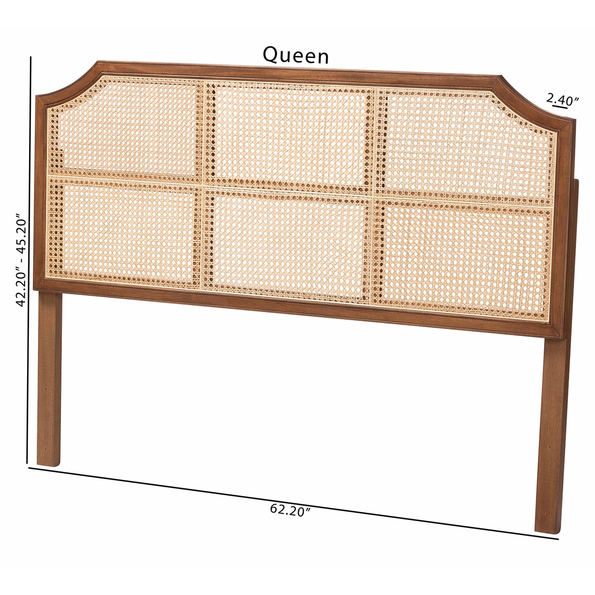 Hermine Bamboo Woven Headboard - Solid Wood Bed Backrest Panel with Curved Top, Boho Coastal Bed Accent,