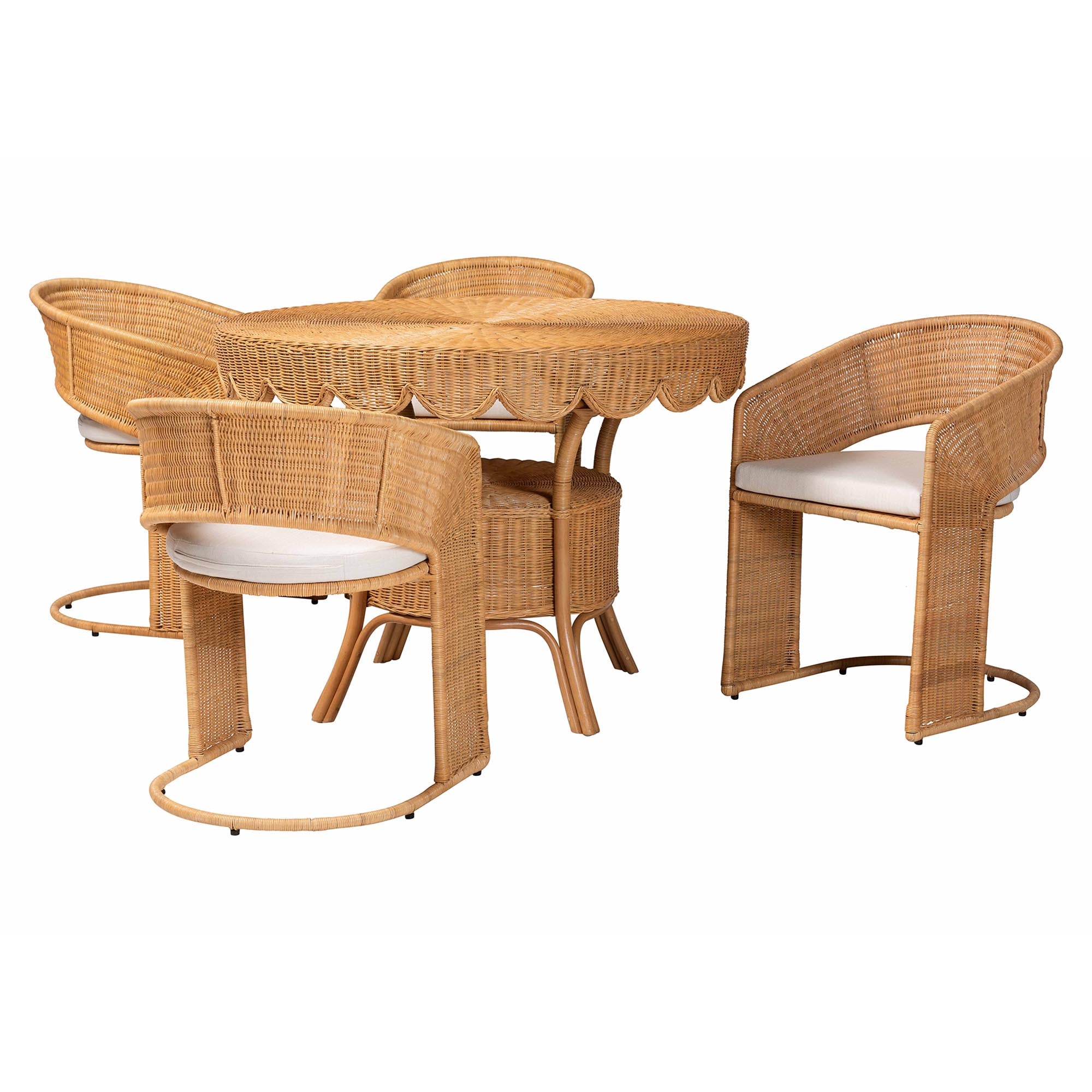 Bali & Pari Arisu Bohemian Light Honey Rattan 5-Piece Dining Set
