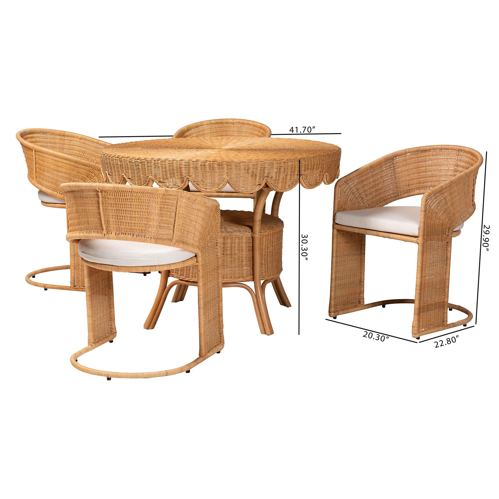 Bali & Pari Arisu Bohemian Light Honey Rattan 5-Piece Dining Set