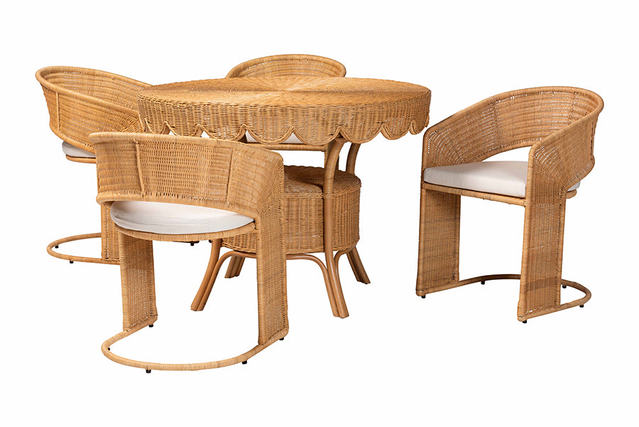 Bali & Pari Arisu Bohemian Light Honey Rattan 5-Piece Dining Set