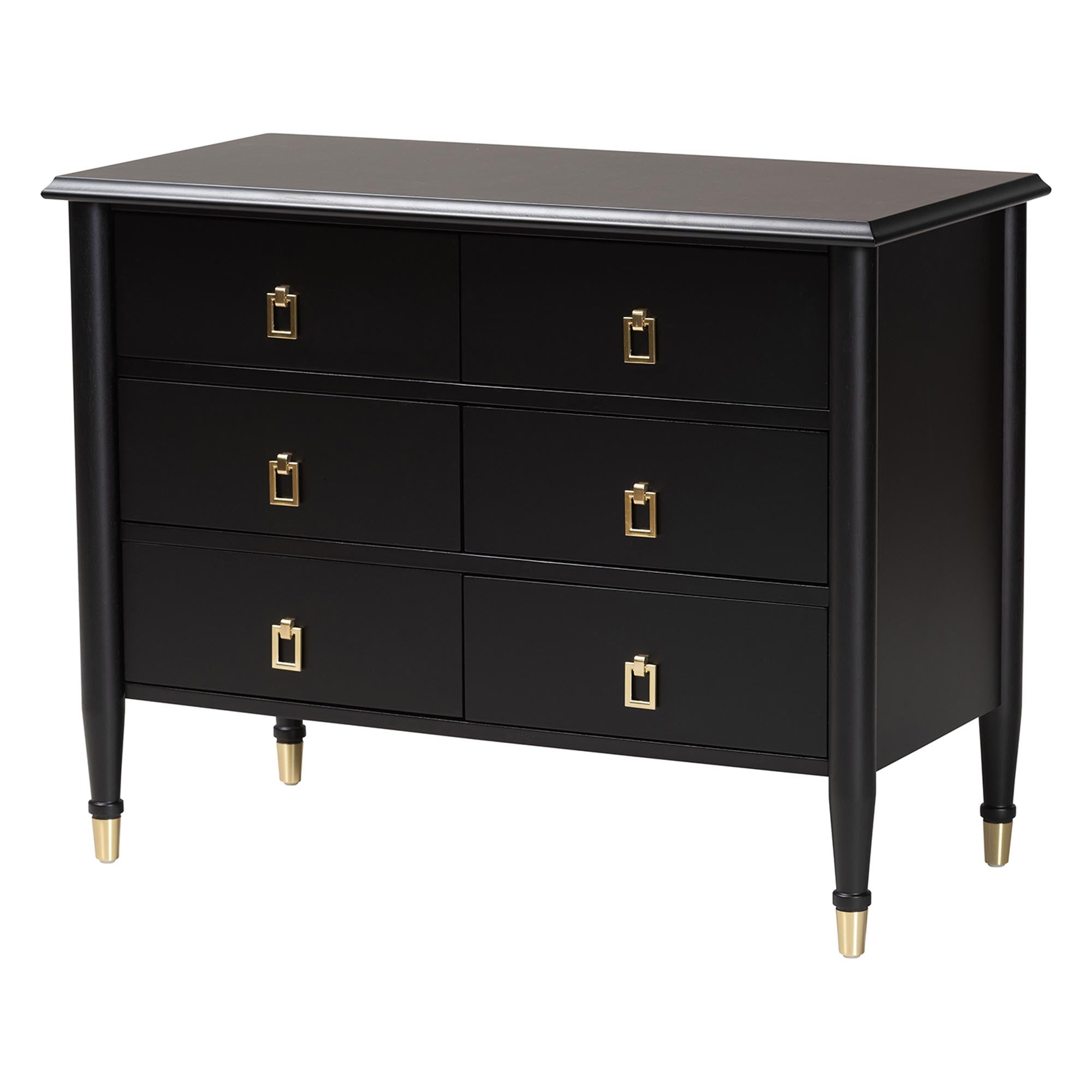Tamra Wood Chest with Drawers - Bedroom Storage Unit with Metallic Accents, 6-Drawer Modern Transitional Bedroom Storage Solution