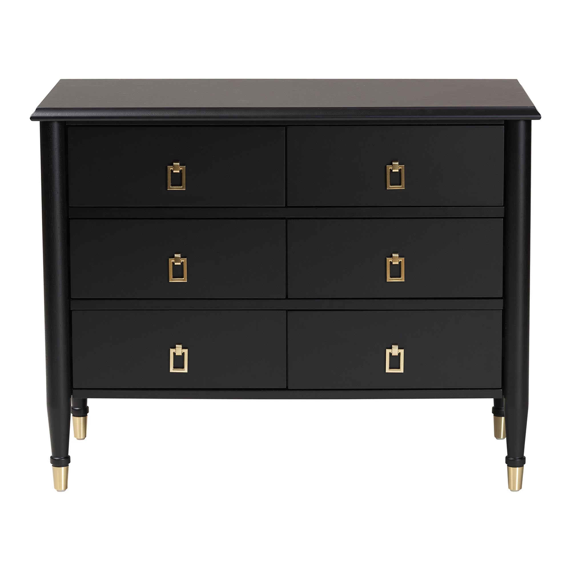 Tamra Wood Chest with Drawers Bedroom Storage Unit with Metallic Accents, 6-Drawer Modern Transitional Bedroom Storage Solution