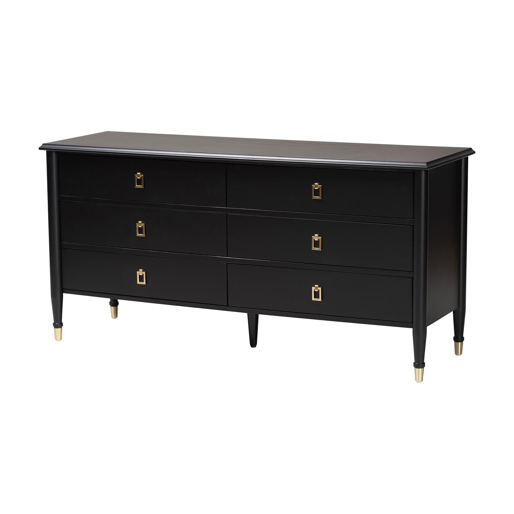Tamra Wood Dresser with Drawers - Bedroom Storage Unit with Metallic Accents, 6-Drawer Modern Transitional Bedroom Storage Solution