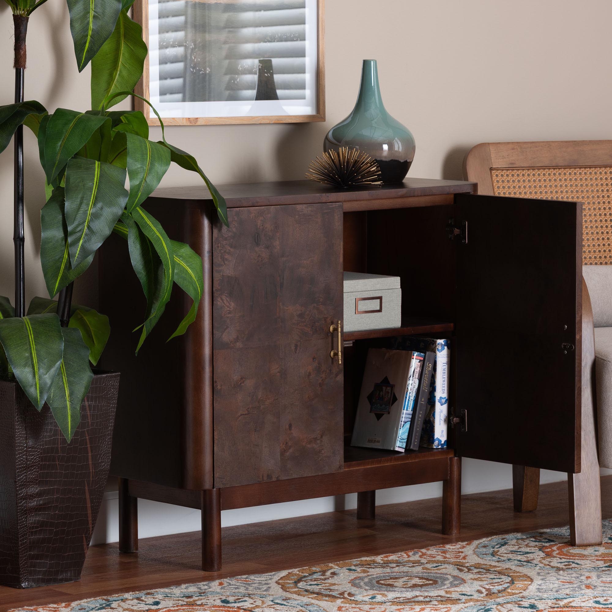 Bali & Pari Latika Real Burl Wood Storage Cabinet