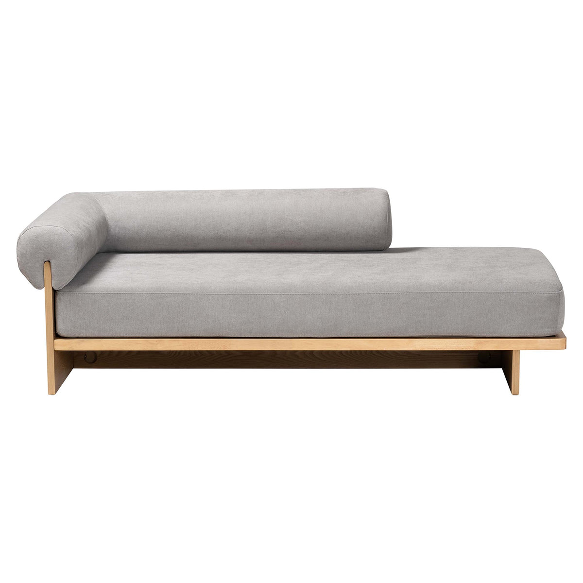 Bertille Left-Arm Chaise Lounge with Solid Wood Base Minimalist Sofa Daybed
