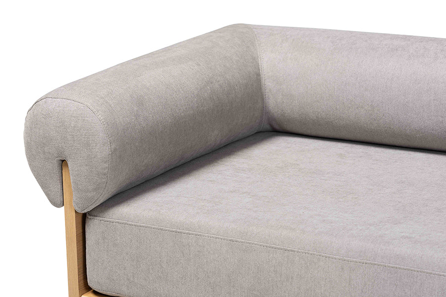 Bertille Left-Arm Chaise Lounge with Solid Wood Base Minimalist Sofa Daybed