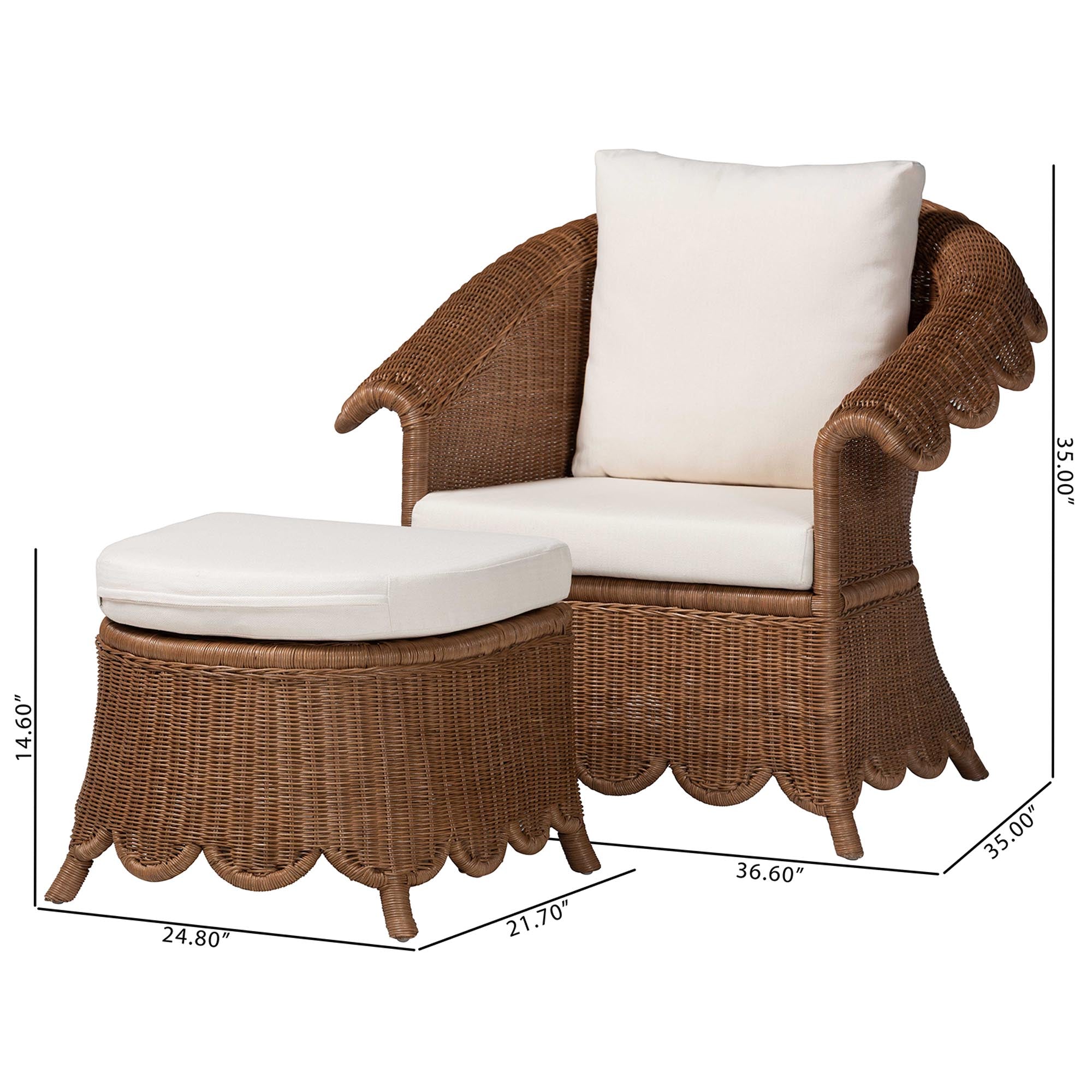 Bali & Pari Detta Rattan Armchair and Ottoman Set