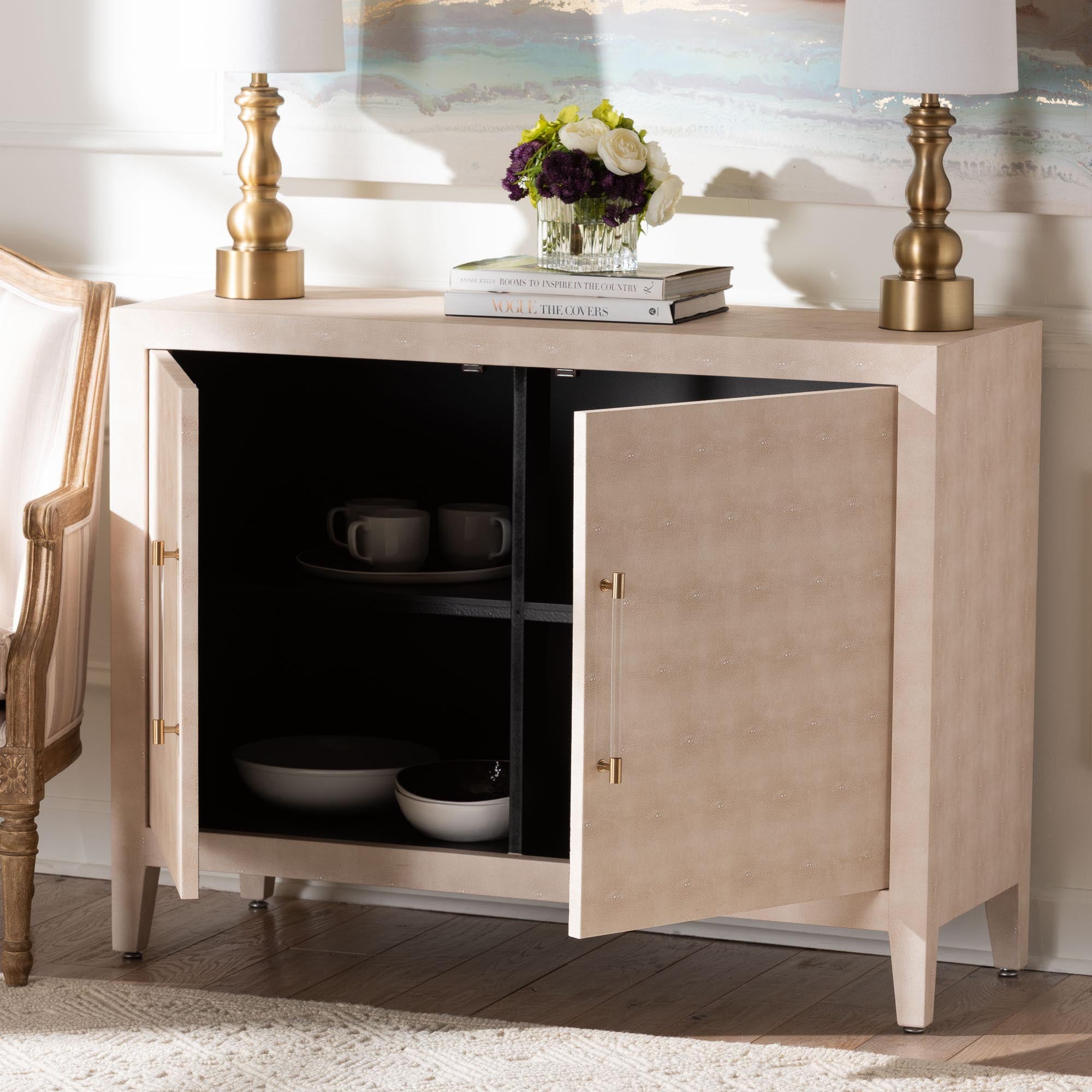 Nira Faux Shagreen Storage Cabinet