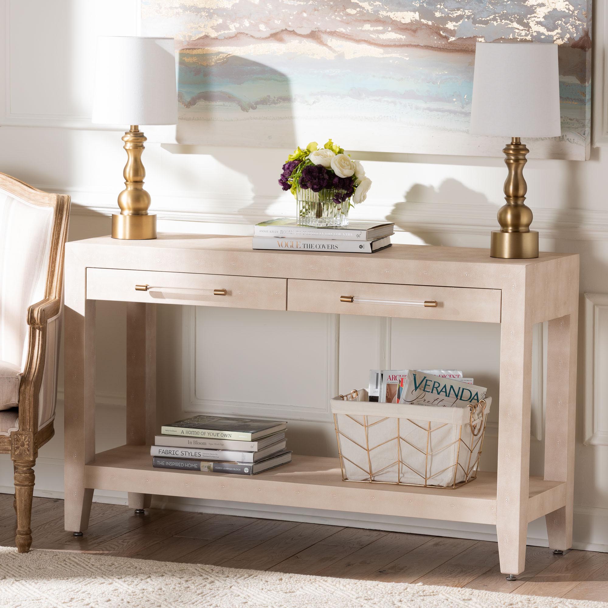 Nira Faux Shagreen Console Table