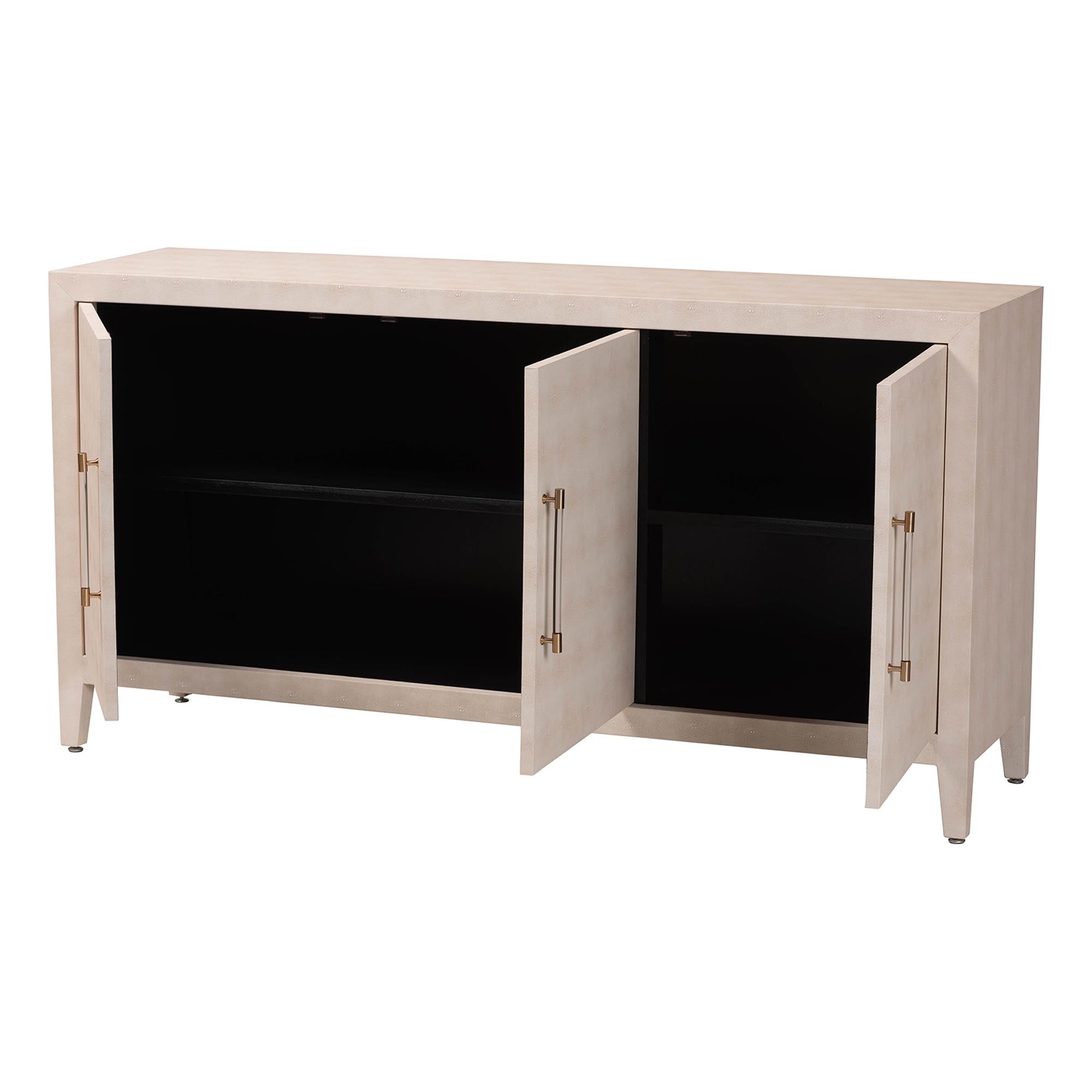 Nira Faux Shagreen Sideboard Contemporary 3-Door Buffet