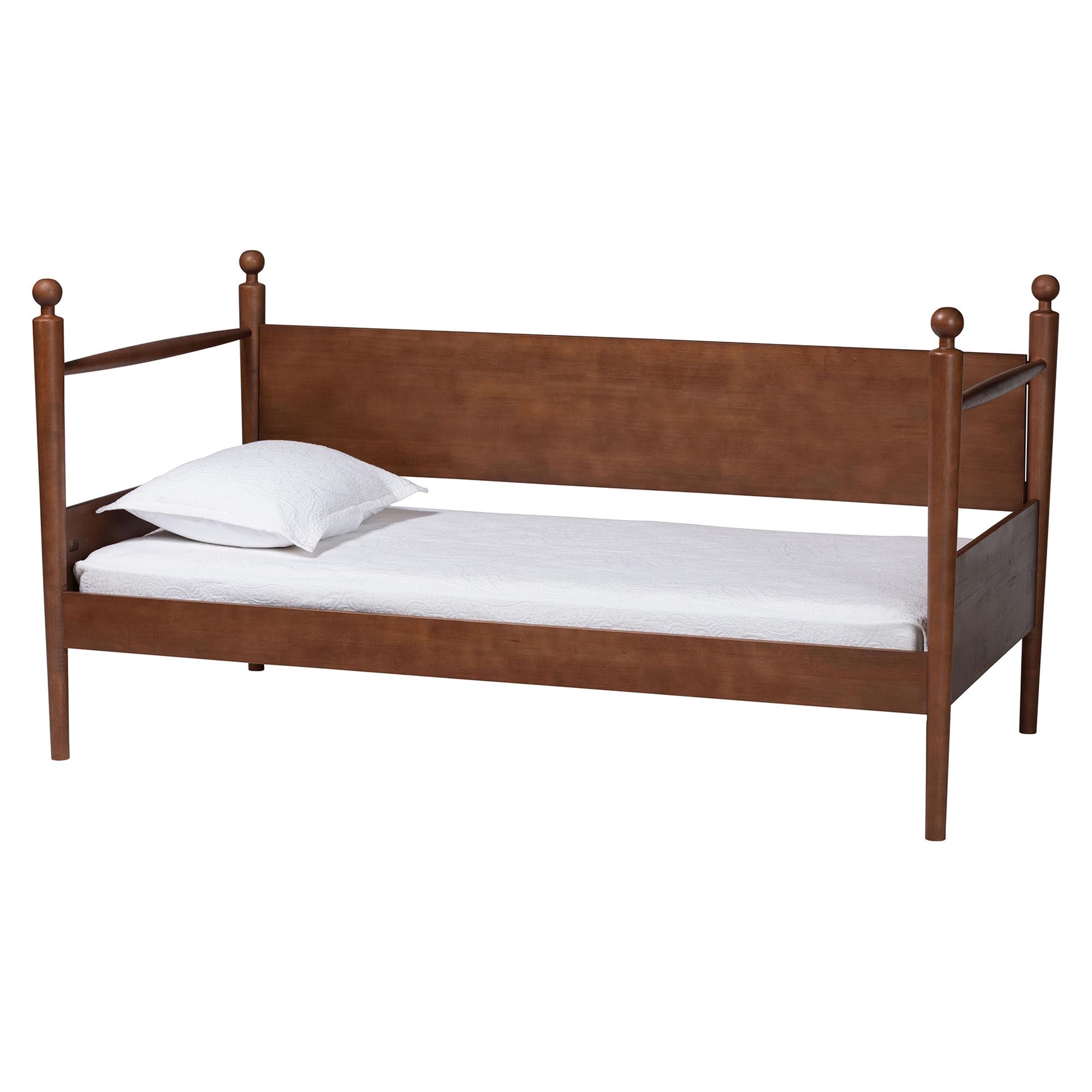 Gianetta Wooden Daybed with Spindle Posts - Classic Cottage-Style Bed Frame with Guardrail Back, Solid Wood Day Bed for Guest Room or Kids’ Bedroom,