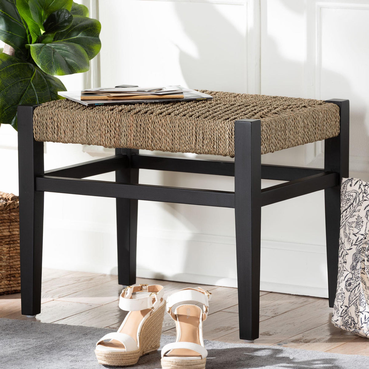 Bali & Pari Amber Seagrass Accent Bench
