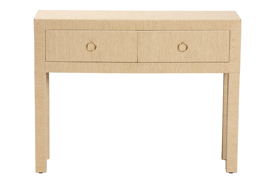 Bali & Pari Noah Grasscloth 2-Drawer Console Table