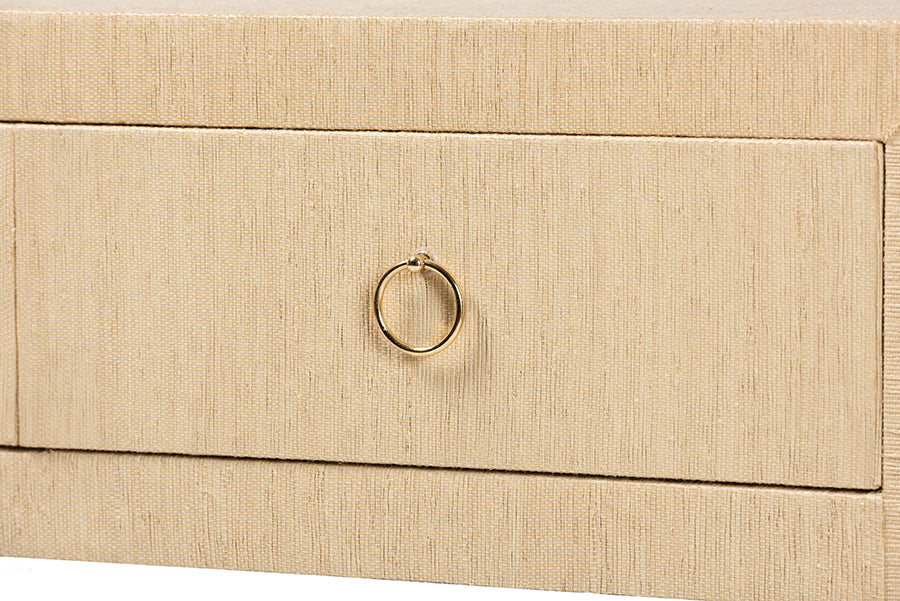 Bali & Pari Noah Grasscloth 2-Drawer Console Table