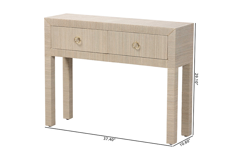 Bali & Pari Noah Grasscloth 2-Drawer Console Table