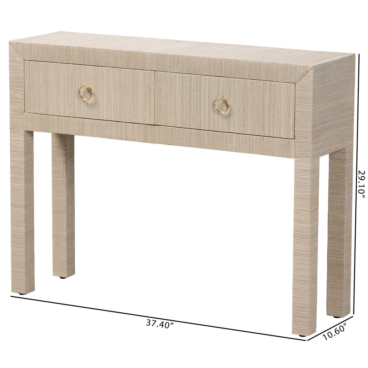 Bali & Pari Noah Grasscloth 2-Drawer Console Table