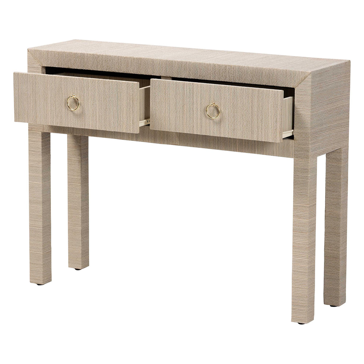 Bali & Pari Noah Grasscloth 2-Drawer Console Table