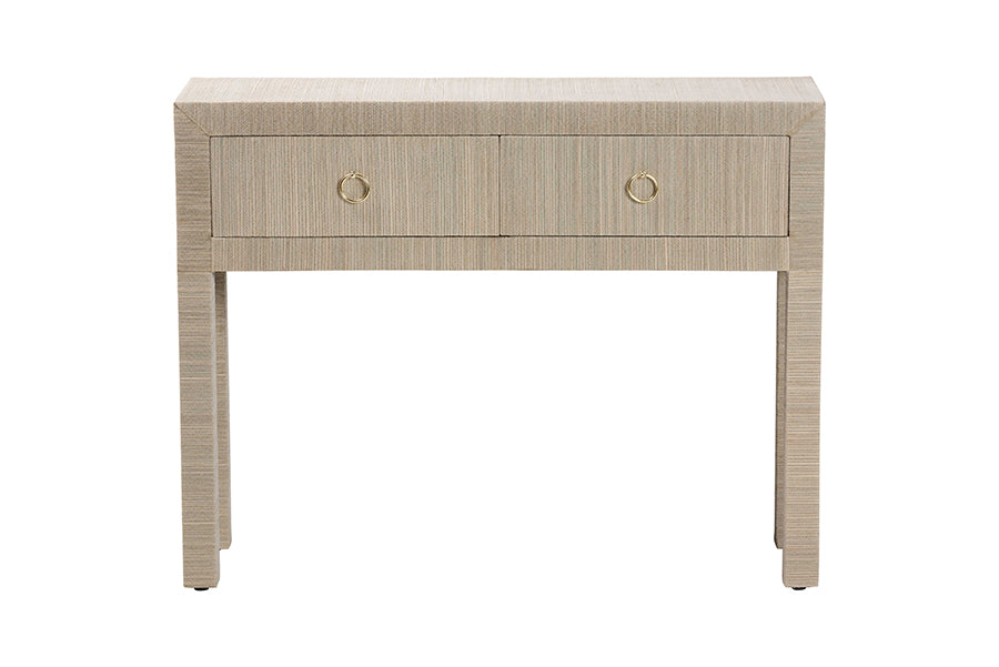 Bali & Pari Noah Grasscloth 2-Drawer Console Table