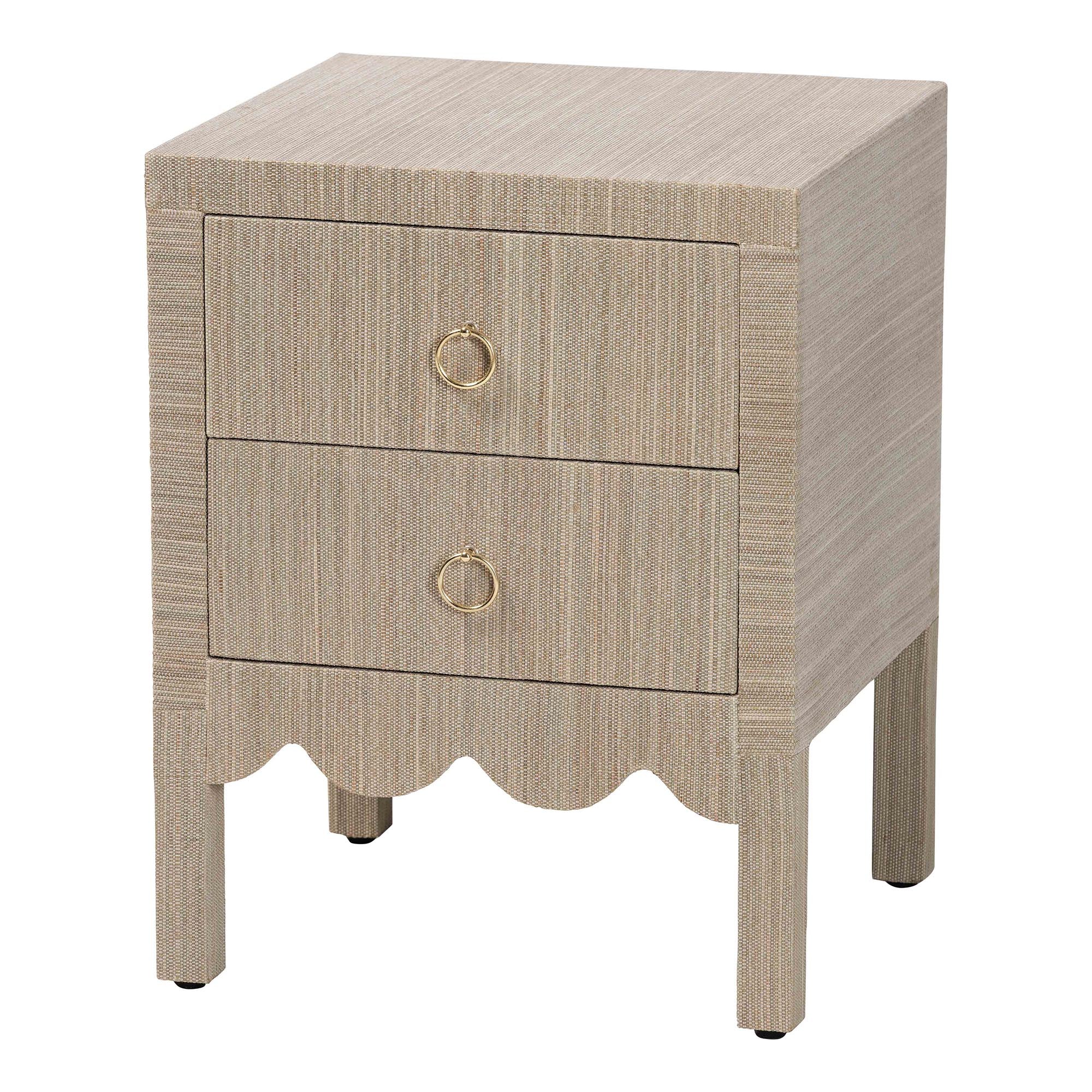 Bali & Pari Juniper Grasscloth 2-Drawer Nightstand