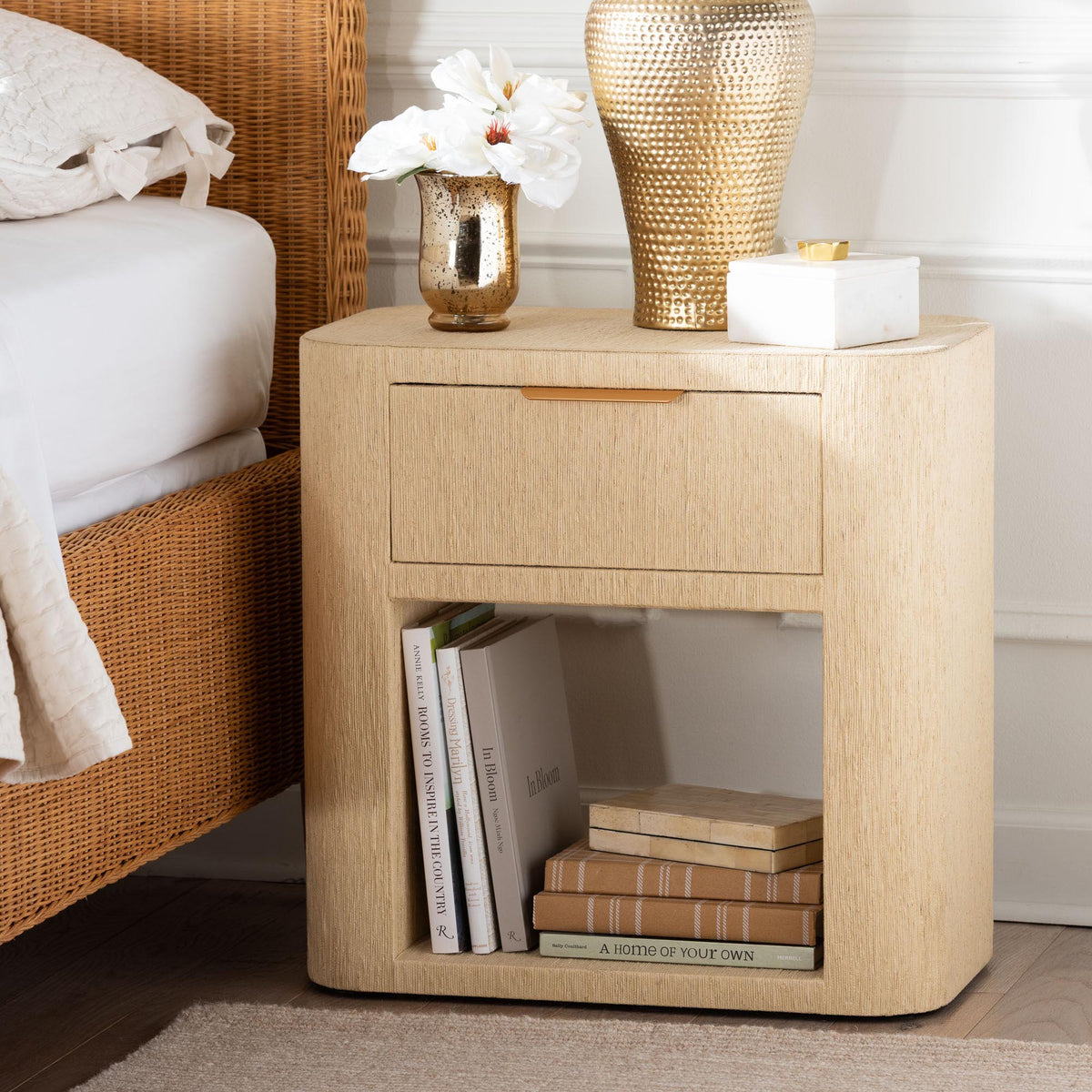 Bali & Pari Beauford Grasscloth 1-Drawer Nightstand